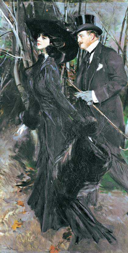 Giovanni Boldini: La passeggiata al Bois de Boulogne, c. 1909 Olio su tela, cm 228 x 118 Ferrara, Gallerie d’Arte Moderna e Contemporanea, Museo Giovanni Boldini