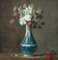 Jean-Baptiste-Sim&eacute;on Chardin: Mazzo di garofani, di tuberose e di piselli odorosi in un vaso di porcellana bianca a motivi blu, c. 1754. Edimburgo, &copy; National Gallery of Scotland, foto Antonia Reevet