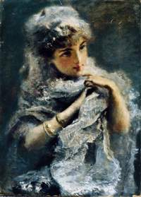 Daniele Ranzoni Giovinetta inglese, 1886 olio su tela, 50x36,5 cm, Collezione privata 