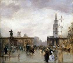 De Nittis - Trafalgar Square Olio su tela, 41x49 cm 