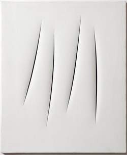 Lucio Fontana: Concetto Spaziale, Attese, 1964, Idropittura su tela, 70x63 cm