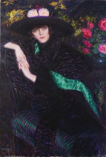 Enrico Lionne: L’attesa, 1919 olio su tela, 114 x 79 cm Novara<br> Galleria d’Arte Moderna Giannoni