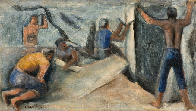 Carlo Carrà, Il taglio dei marmi, 1934, olio su tela, collezione privata © CARLO CARRA', by SIAE 2023