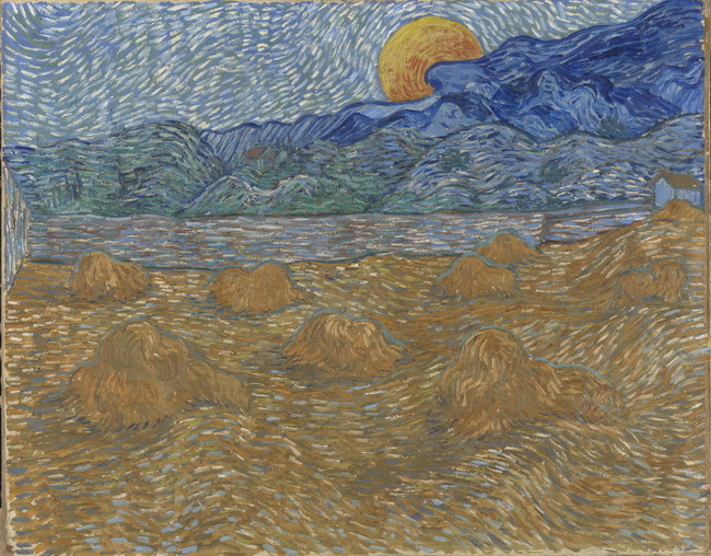 Paesaggio con covoni e luna nascente, di Vincent Van Gogh