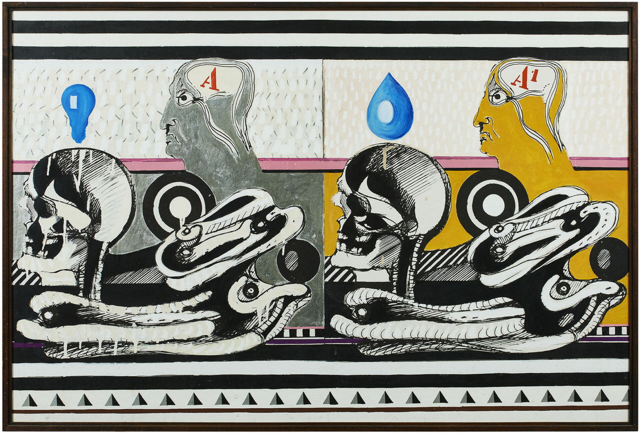 Concetto Pozzati, Senza titolo, 1965, tecnica mista su tela, 91 x 136 cm