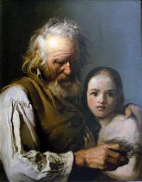 Pasquale Massacra, Vecchio con bambino, olio su tela, 82 x 65 cm Pavia, Musei Civici 