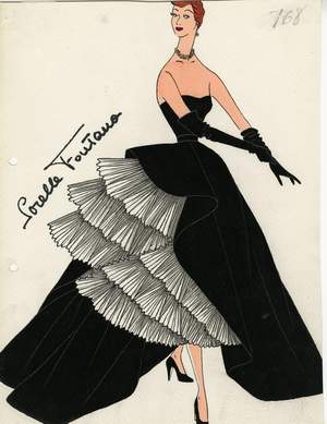 Sorelle Fontana, disegno di Antonio Pascali, Abito da sera, s.d. (Anni &rsquo;50)