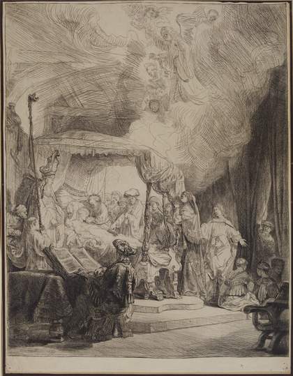 Rembrandt Harmenszoon van Rijn La morte della Vergine, 1639 Acquaforte, bulino e puntasecca, mm 414x317 Pavia, Musei Civici, inv. St. Mal. 3567