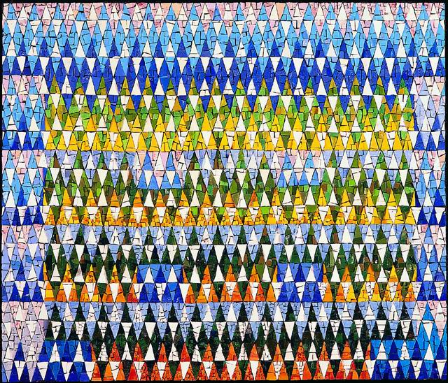 Composizione iridescente n. 5: interpretazione musiva su bozzetto di Giacomo Balla - Scuola Mosaicisti di Spilimbergo (PN)
