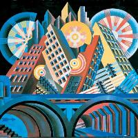 Fortunato Depero, Grattacieli e tunnel, 1930, tempera su cartoncino