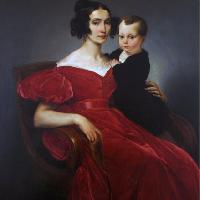 Francesco Hayez, (Venezia 1791 - Milano 1882), Ritratto della contessa Teresa Zumali Marsili con il figlio Giuseppe