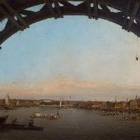 Canaletto - La City di Londra vista attraverso un arco di Westminster Bridge, 1747