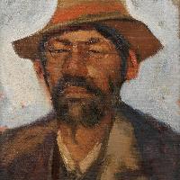 Giacomo Bergomi, Viso di contadino, 1970-1975, olio su tela, 50x40cm