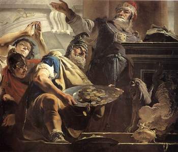 Giambattista Tiepolo, Eliodoro saccheggia il tempio (Il sacrificio di Eliodoro), 1726 ca