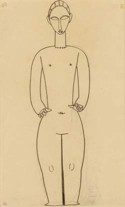 Amedeo Modigliani: Ermafrodito - Matita grassa su carta Cm 43x26 1910-11