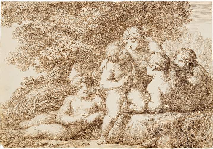 Pelagio Palagi (Bologna, 1765-Torino, 1860) Giochi di putti Penna e inchiostro bruno su carta avorio mm 212x305 