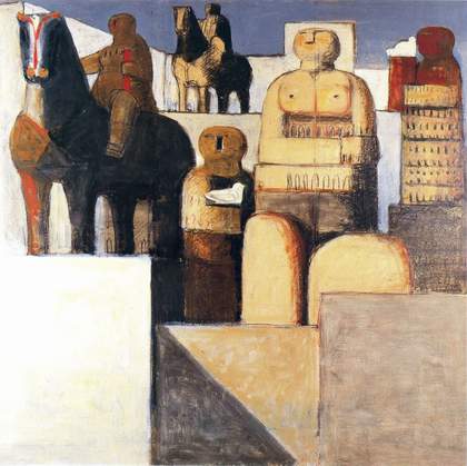Salvatore Fiume, Architettura figurativa, 1968, disegno a matita e olio su carta, cm 122x124