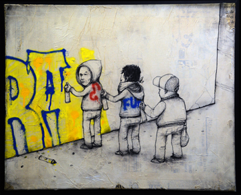 Dran Art of Buffing 2010 Matita, tempera e spray su carta incollata su tela, 50x61 cm Collezione Jacques et Thierry, Parigi