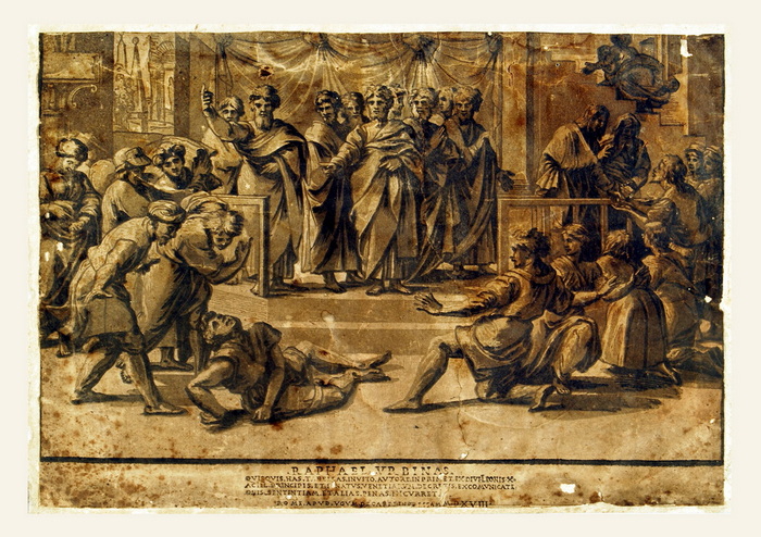 Ugo da Carpi da Raffaello Morte di Anania 1518 