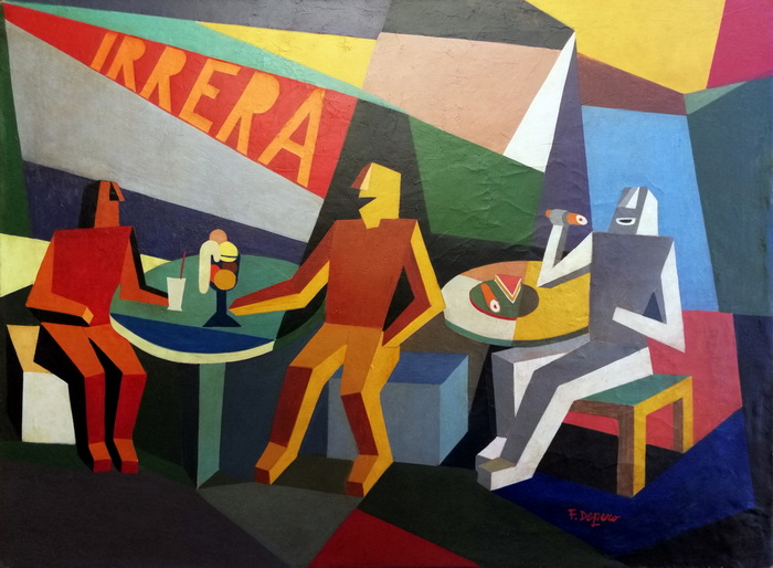 Fortunato Depero, Caffè Irrera, 1926-1927, olio su tela, 60x80 cm, collezione privata courtesy Leo Galleries, Monza