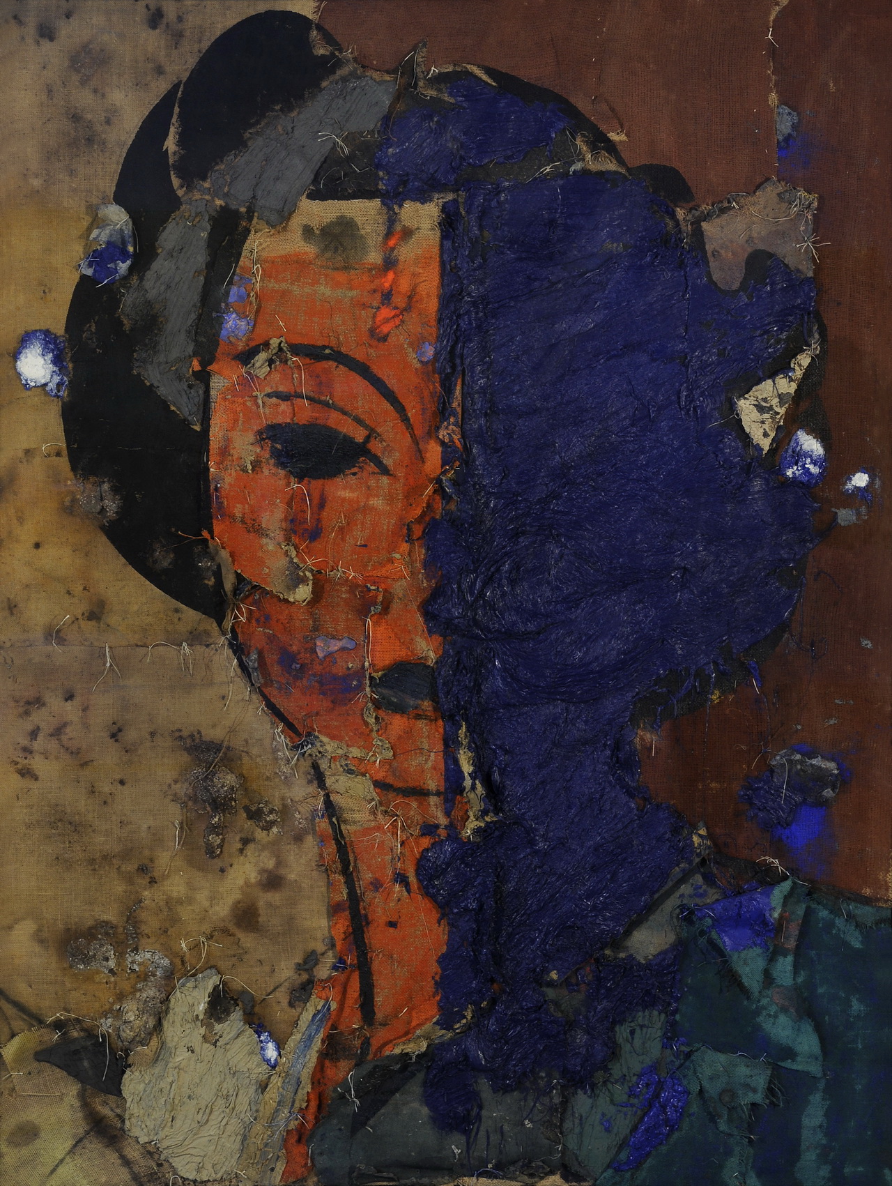 Manolo Valdés Retrato con rostro naranja y azul, 1999