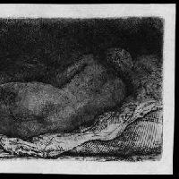 Rembrandt Nudo di schiena  disteso in ombra 1685 acquaforte Puntasecca Bulino 82x158mm