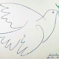 PABLO PICASSO, Colomba della pace, matita grassa su carta (1961)