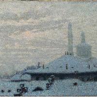 Morbelli Angelo_-Nevicata_olio su tela- 43x73cm