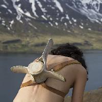 Elisa Mazzi, Self portrait with a whale backpack (2018)