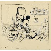 Umberto Tirelli, Studio e caricatura di Walt Disney con Topolino