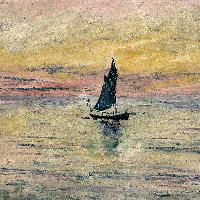Claude Monet (1840-1926) Barca a vela, effetto sera, 1885