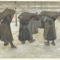 Vincent Van Gogh Donne che trasportano sacchi di carbone nella neve Novembre 1882