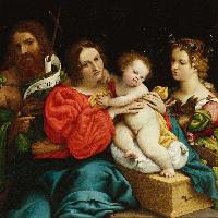 Lorenzo Lotto, Madonna con il Bambino, san Giovanni Battista e santa Caterina