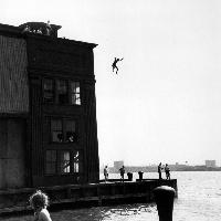 Ruth Orkin, Boy Jumping into Hudson River, Gansevoort Pier, New York City, 1948, Vintage print