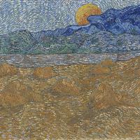 Paesaggio con covoni e luna nascente, di Vincent Van Gogh