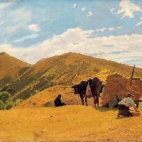 Odoardo Borrani, Mietitura del grano nelle montagne di San Marcello, 1861