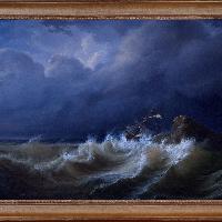 Pietro Righini, Torino 1793 - 1856, Tempesta sul mare, 1832
