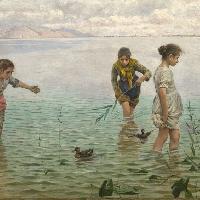 Angelo Tommasi, La caccia alle anatre, 1889, olio su tela, 177 x 251 cm. Udine, Galleria d\'Arte Moderna