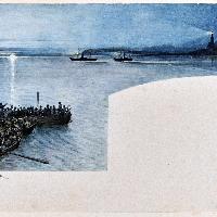 I volontari si sono imbarcati sulle scialuppe per raggiungere i piroscafi Lombardo e Piemonte