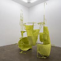 Olivia Bax, Mothership, 2019; steel, chicken wire, paper, glue, paint, plaster