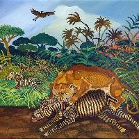 Antonio Ligabue, Leonessa con zebra, 1959 - 1960