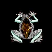 Trifari, Pavè and large topaz frog pin, 1941
