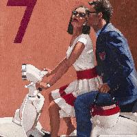 Jack Vettriano, Love Italia, 25.5x20 cm, opera su carta museale, 2012