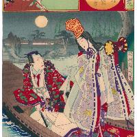 Chikanobu Yoshu (Scuola Utagawa), Musashi, la luna sopra Tatsumi, Lady Osame