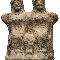 Statuetta votiva in terracotta con una coppia di donne in trono e bambino in piedi Sala 39